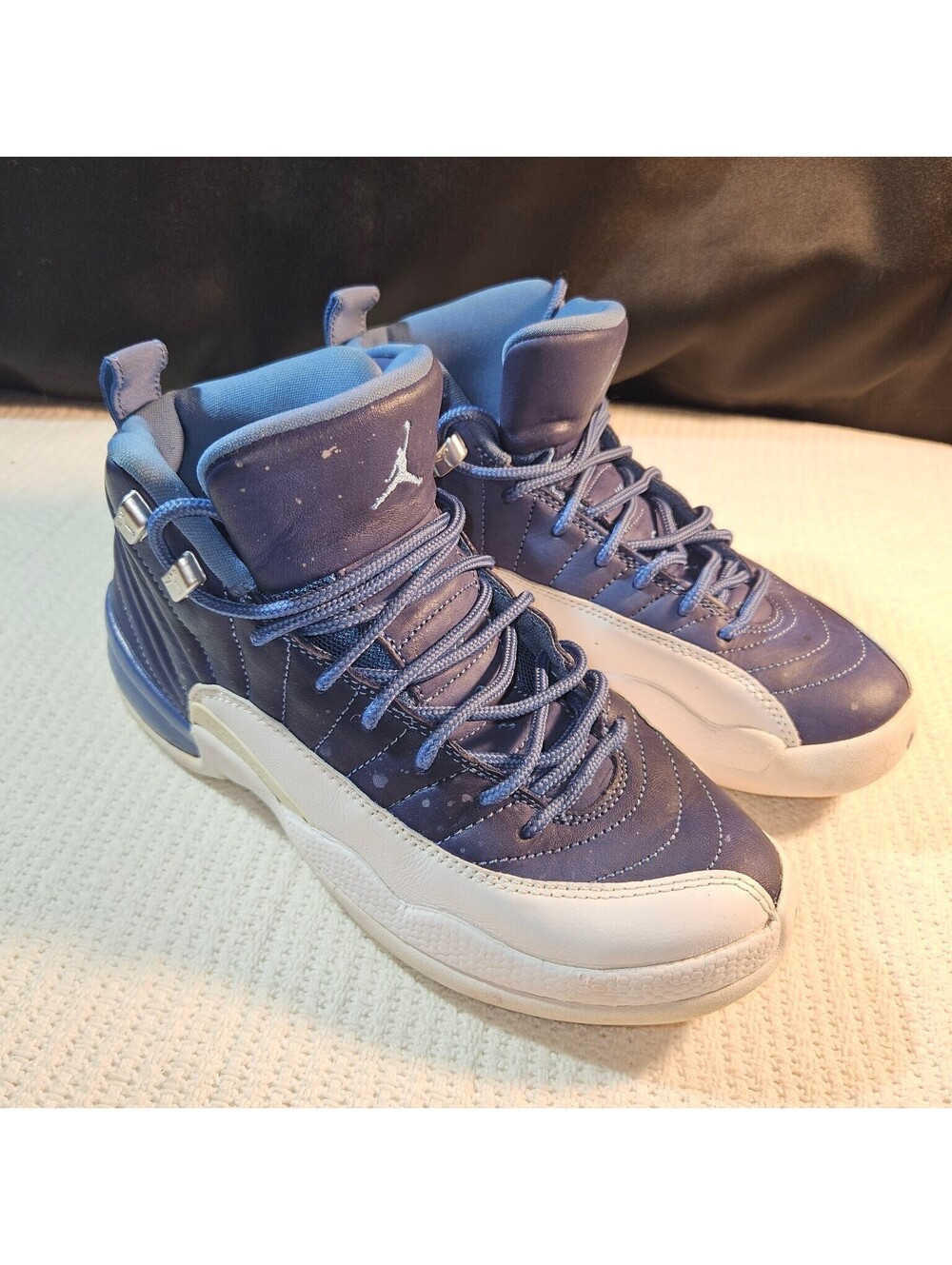 Jordan Air Jordan 12 Retro Stone Blue White Unisex Kids Sneakers 6.5Y